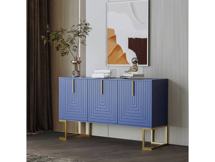 Buffet de salle à manger à trois portes avec étagères réglables - SWEIKO - Bleu