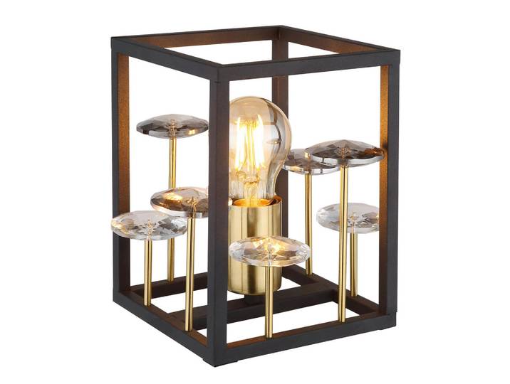 Globo Tischleuchte, Grau, Klar, Schwarz, Goldfarben, Metall, Glas, 15x20x15 cm, CE, Wippschalter, Lampen & Leuchten, Innenbeleuchtung, Tischlampen, Tischlampen