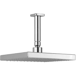 Kopfbrauseset, Deckenmontage Kopfbrause 202 x 202 mm Deckenarm Quadratische Rosette Durchfluss: 8.5 l/min (3 bar), chrom