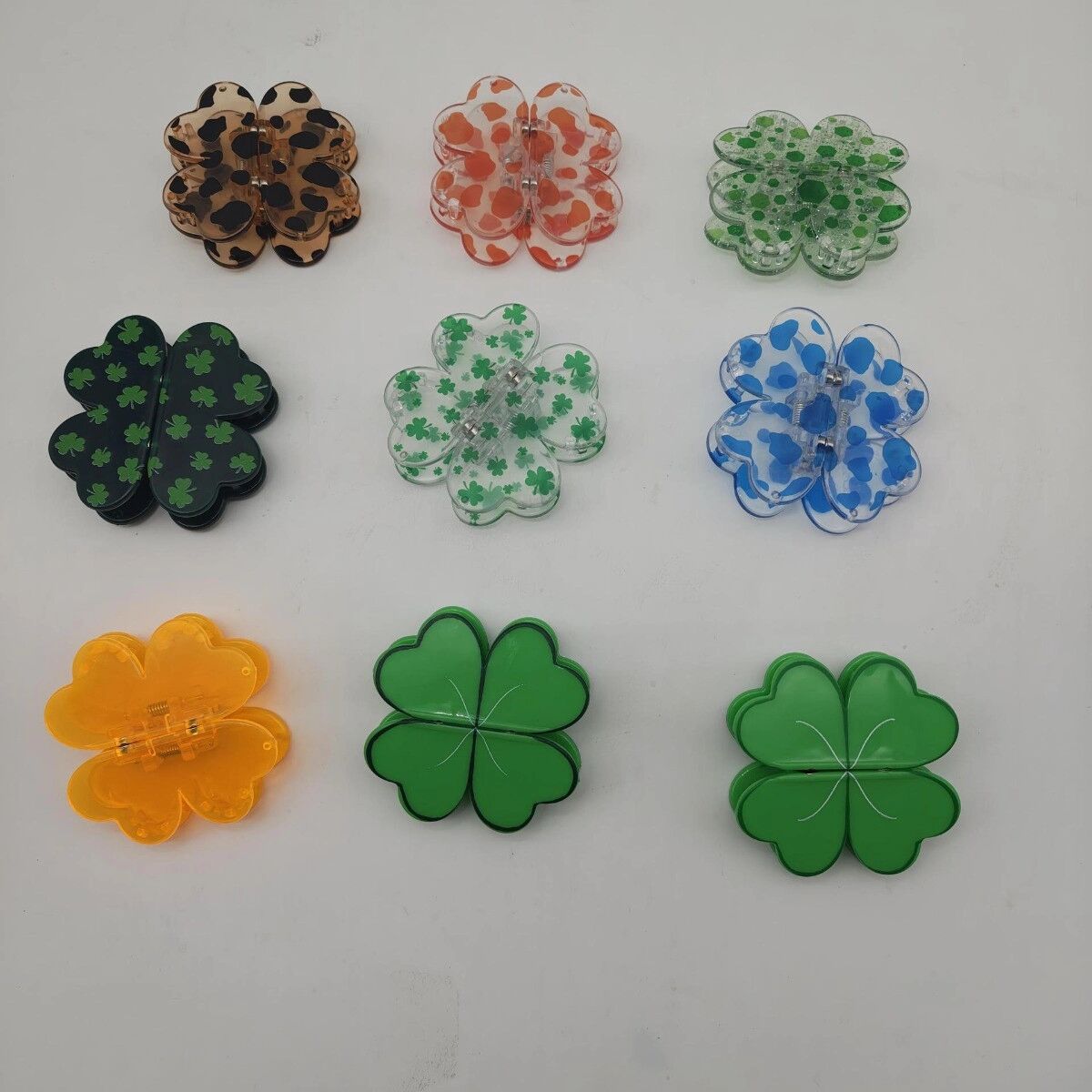 INF Großer vierblättriger magnetischer Haarclip 2er-Pack — Kunststoff, Leopardenmuster, schneller sicherer Halt