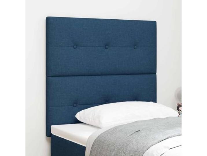 Kopfteil blau 80 cm aus Kunstleder rechteckig, höhenverstellbar modernes Design, Schaumstofffüllung, Kiefernholz