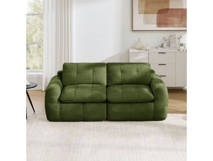 Canapé modulaire - SOGEU - 2 places - Vert - Capitonnage carré - Assise mousse 32D