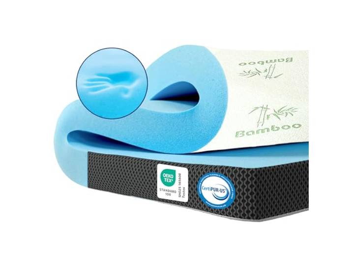 MKS Gel Topper 120x200 Gelschaum H3 7cm 3D-Luftstrom Memory Foam Bezug macht durchgelegene Matratzen wieder bequem, ideal fürs Gästebett & Wohnmobil, rutschfeste Unterseite, luftig-frisch