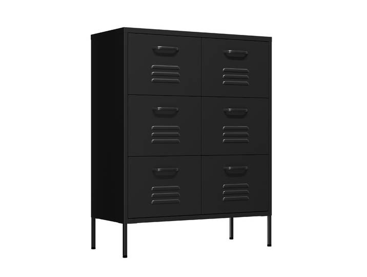 Kommode Metall KLAUS 6 Schubladen 80 x 101 cm schwarz