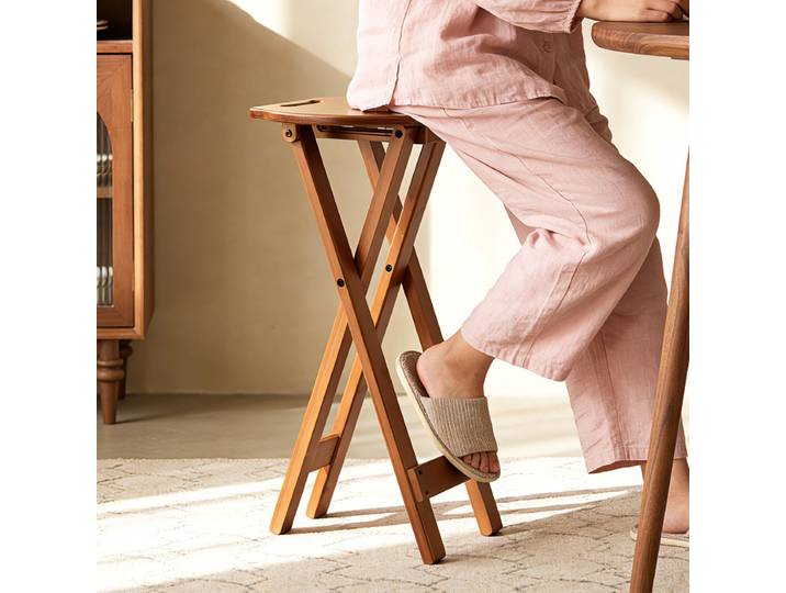 Tabouret pliant en bambou de style rétro, tabouret rond pliable pour la maison, tabouret haut pliable, tabouret de bar, tabouret de restaurant