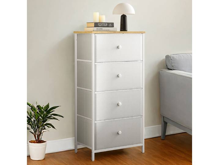 Commode Tandiga - Largeur 45 cm 45 x 92 x 30cm Blanc/Imitation chêne/Blanc