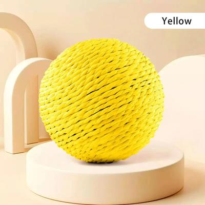Uplift Essentials Interactive Sisal Fiber Scratching Ball With Inner Bell yellow 4 In