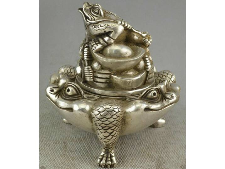 Collection chinois Tibet argent argent argent crapaud brûleur d'encens encensoir