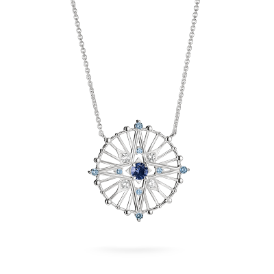 Kette mit Anhänger THOMAS SABO "Midnight Sky Kette" Gr. 45, blau (silberfarben, weiß, blau), Halsketten, Damen, 45, Silber 925 (recycelt), L: 45, mit Zirkonia (synth.), Glas-Keramik Stein