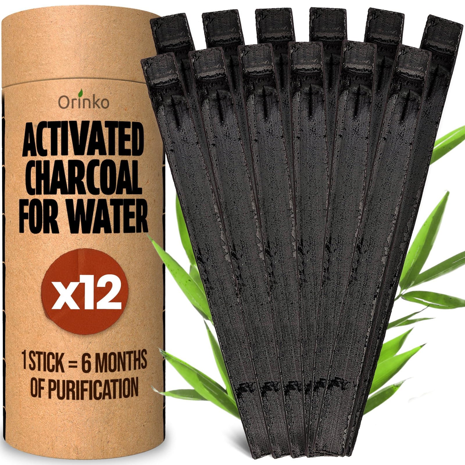 Dripio Actieve koolstokjes x12 – natuurlijke waterfilter voor 1 liter