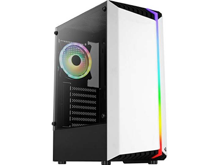 Aerocool BIONICV2WH Gaming-pc-behuizing, gehard glas + RGB-ventilator
