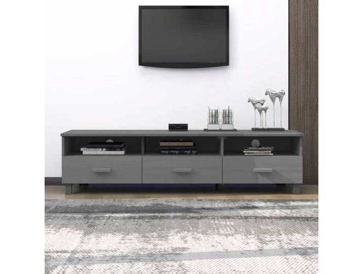 BEAU Meuble TV Buffet télévision armoire HiFi - HAMAR - Gris foncé - 158x40x40 cm Bois massif de pin mode237343