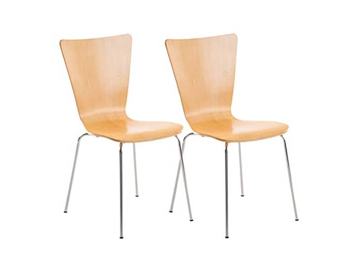 CLP 2x robuster und pflegeleichter Stapelstuhl AARON mit Holzsitz & ergonomisch geformter Sitzfläche, FARBWAHL natura