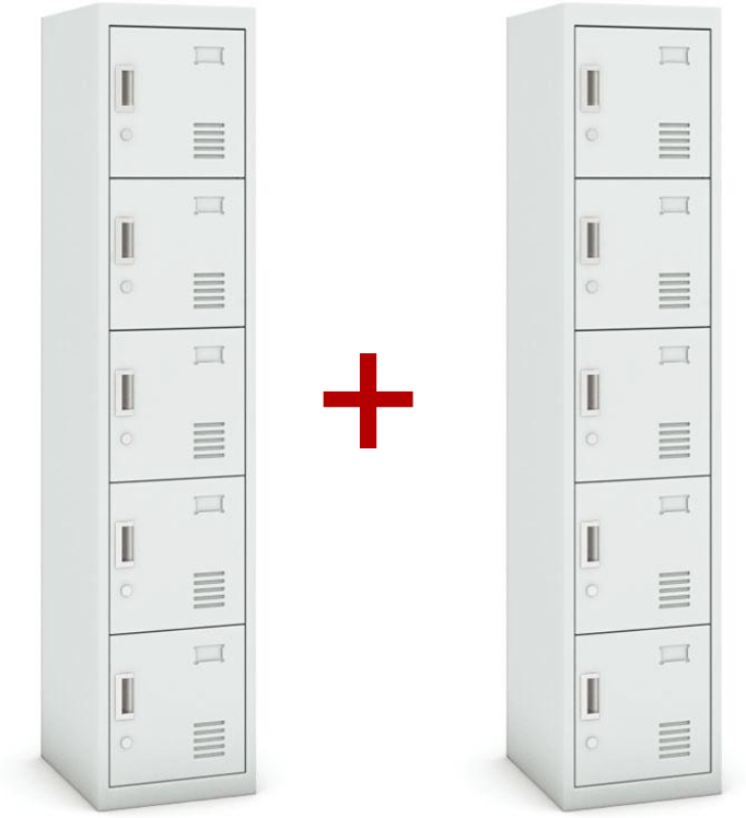 B2B Partner Metallspind S3 1+1 GRATIS, 5 Abteile, zerlegt, Zylinderschloss, grau/grau