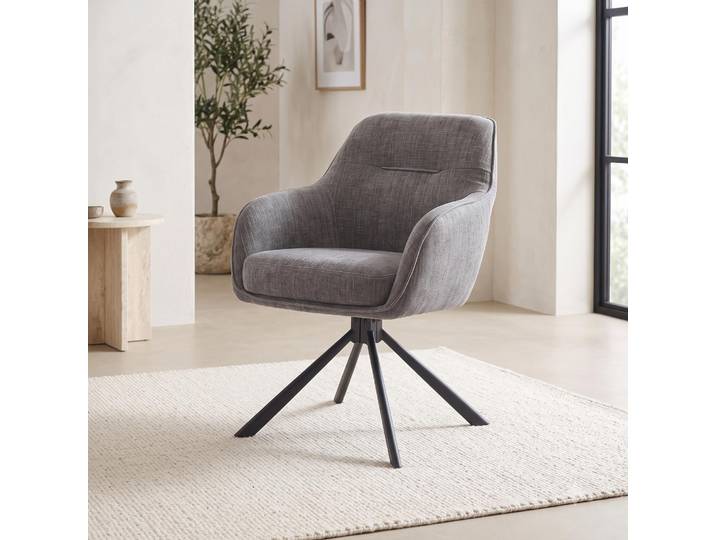 Chaise de salle à manger pivotante en tissu anthracite - Avola