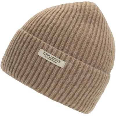 Beanie CHILLOUTS "Aiko Hat", Herren, beige, Strick, Obermaterial: 100% Polyester, Mützen Beanie, Unisex Rippstrick-Beanie für kühle Tage
