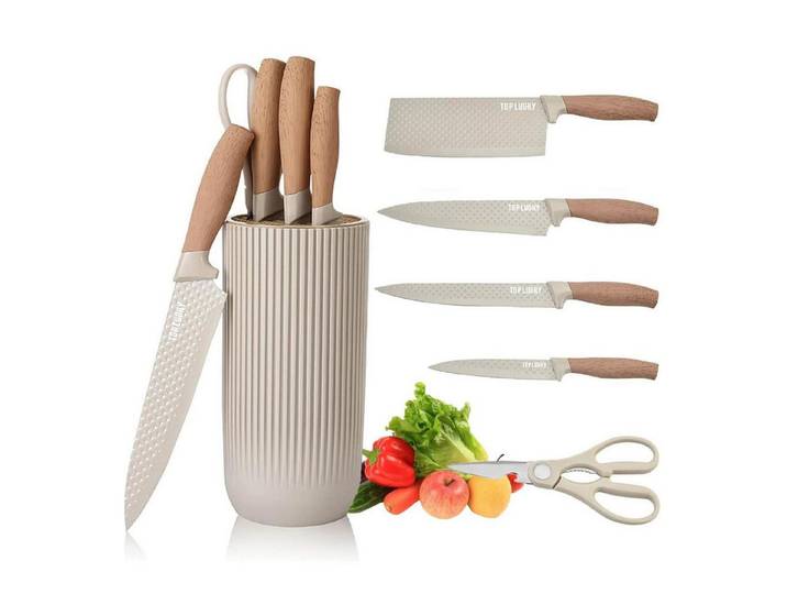 LuxusKollektion Messer-Set Messer Set Khaki 6-tlg. mit Messerblock