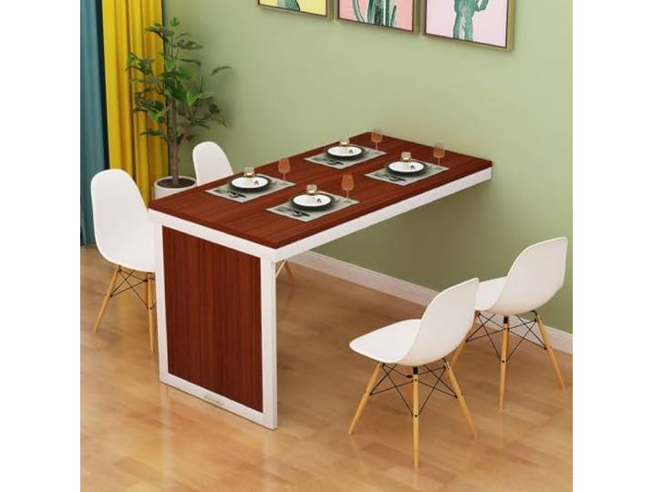 CYQQRDZSW Wandklapptisch, Platzsparender Wandtisch 50 kg Tragfähigkeit Klapp‑Arbeitsstation Verstärkte Spanplatte, Stabiler Stahlrahmen, Kleine Wohnung Küche(Brown,100x50cm/39.4x19.7in)