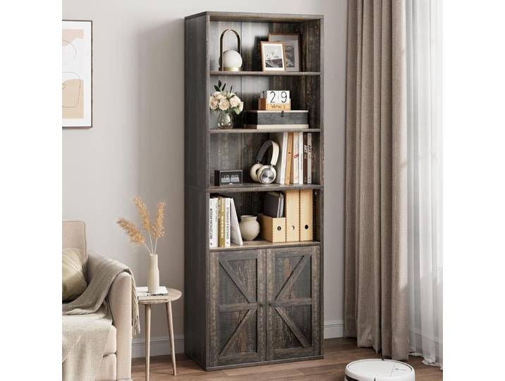 Bibliothèque Étagère sur 6 Niveaux 60 X 30X 180CM pour Salon Bureau Salle à Manger MARRON CEHNE