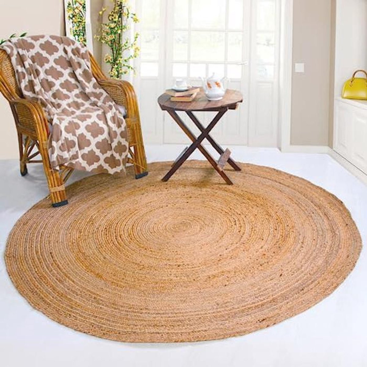 Handgeweven Rond Jute Vloerkleed