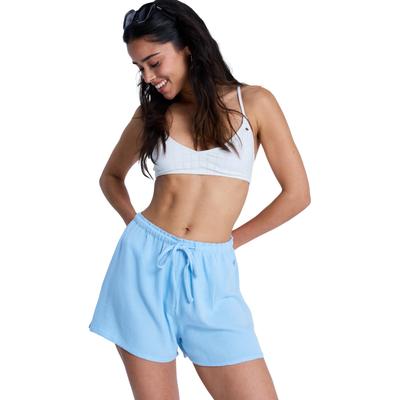 Shorts ROXY "Nazare Surf Spot", Damen, Gr. S, Normalgrößen, blau (airy blau), Obermaterial: 67% Baumwolle, 33% Viskose., Hosen Shorts