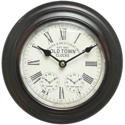 Wanduhr AMBIENTE HAUS "Wanduhr aus Metall 20cm", schwarz, B:20cm H:20cm T:4cm, Wanduhren, Wanduhr