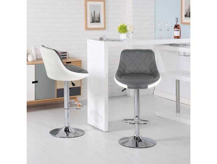 Tabouret de Bar Lot de 2 avec Siège Rembourré Design Moderne - Blanc - Contemporain - Design - Lot de 2