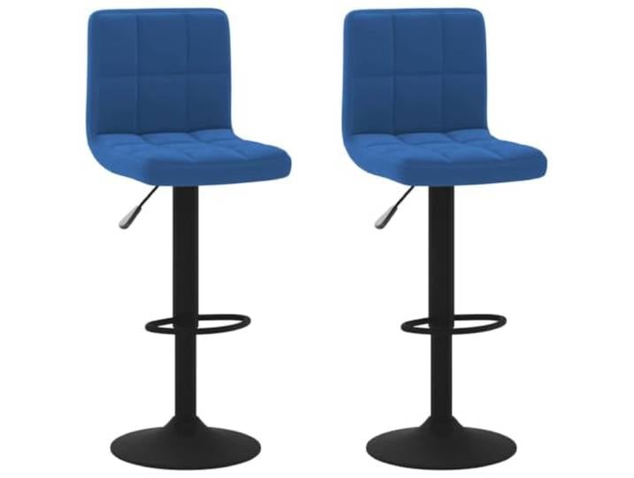 Barhocker, Samt, blau, 2-teilig, mit verchromter Stahlbasis und 360° drehbares Design, bequeme Fußstütze, 110 kg Kapazität, einfache Wartung, eleganter Look für Küche und Esszimmer