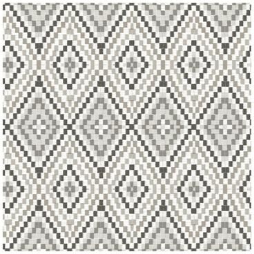 Chesapeake Ganado Dark Brown Geometric Ikat Wallpaper - 20.5 x 396 x 0.025