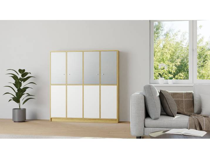 Esszimmerschrank mit Glastüren Eiche Natur geölt