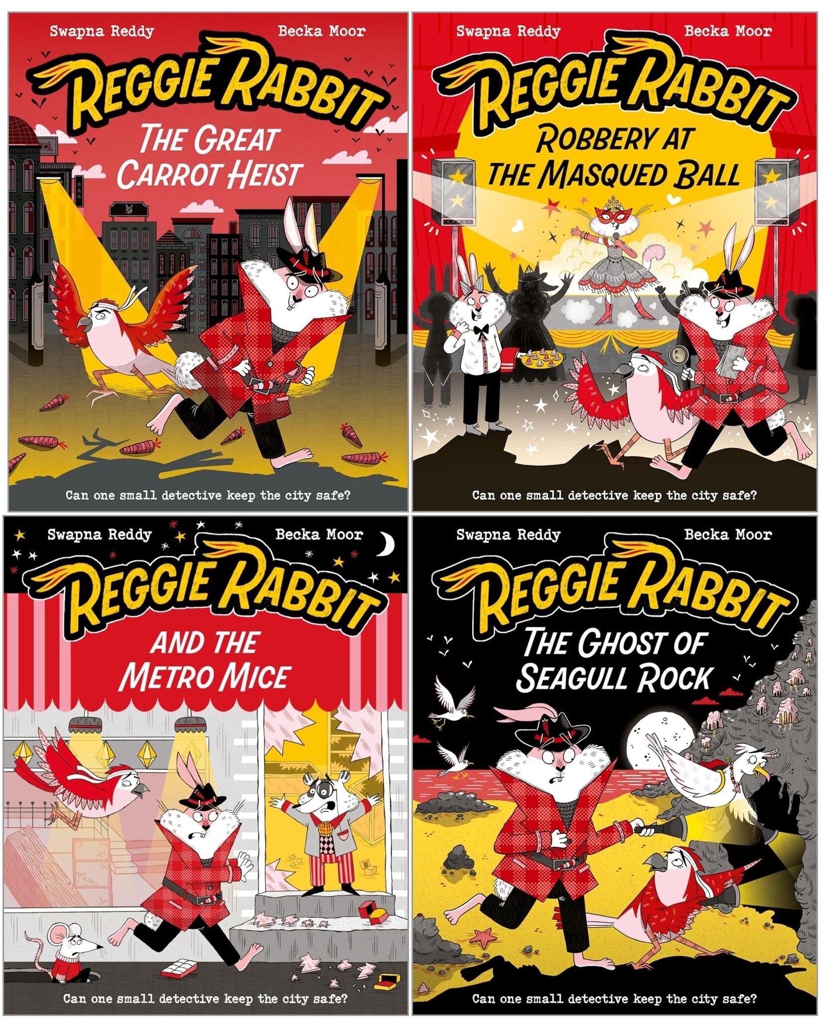 Oxford University Press Reggie Rabbit Series 4 Books Collection Set by Swapna Reddy (The Great Carrot Heist, The Ghost of Seagull Rock, The Metro Mice, Robbery at the Masqued