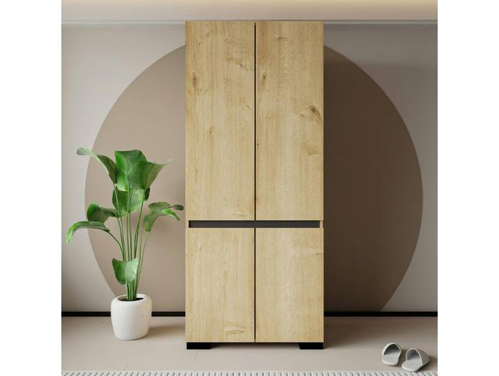 Armoire 2 portes - 2 penderies BYRON - Chêne