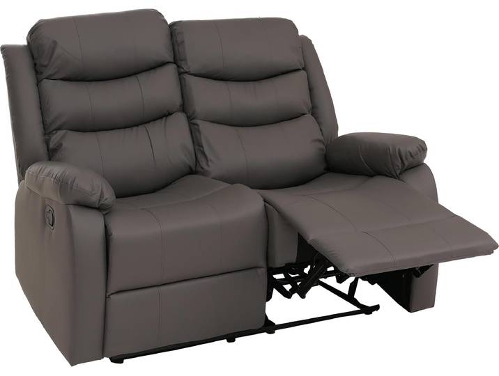 2er Kinosessel HWC-O62, Relaxsessel Fernsehsessel mit Armlehne, Liegefunktion Kunstleder grau