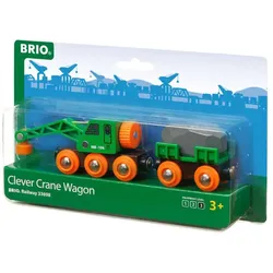 BRIO - Grüner Kranwagen mit Anhänger und Fracht