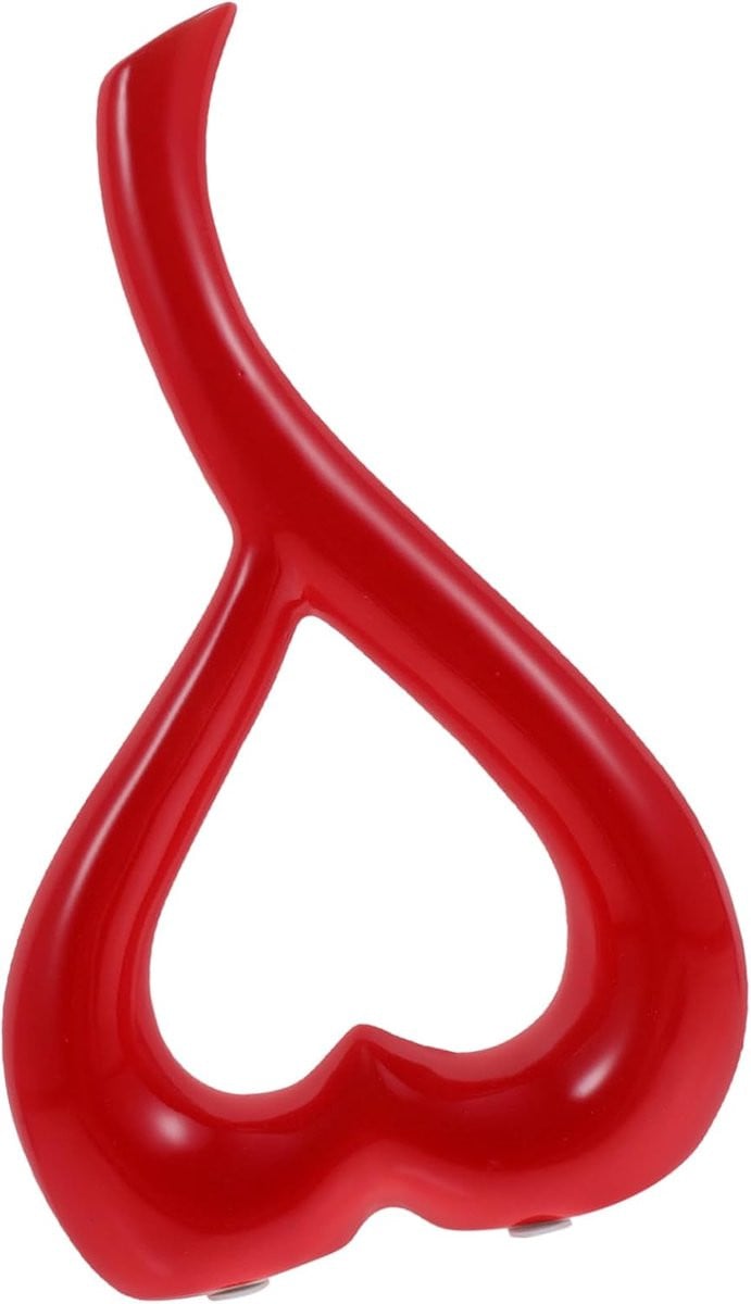 Rode hartvormige keramische vaas voor woondecoratie - 26 cm