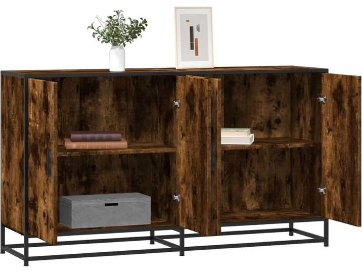 vidaXL Sideboard chêne fumé 134x35x76 cm bois composite