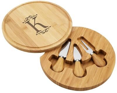 Picnic at Ascot Personalized Bamboo Charcuterie Board Set with Cheese Tools