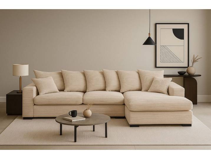 Kaiser Möbel Ecksofa Sofa L-form, Couch L-form Gabon stoff Zoom Ottomane