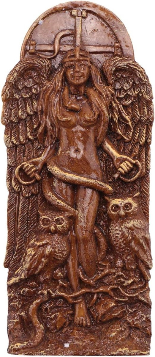 Handgemaakt Wicca Figuur Altar Beeld Spirituele Decoratie Houtkleur 22 x 9 cm
