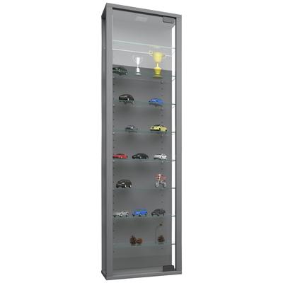 Wandregal VCM "Wandvitrine Hängevitrine Glasvitrine Stano Maxi", silber, B:33cm T:18cm, Regale, Wandregal