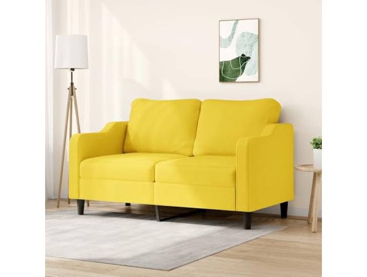 HEFZGDB 2-Sitzer Sofa Hellgelb 140 cm Stoffbezug Modernes Design mit strapazierfähigem Stoff und robustem Metallgestell für exzellente Stabilität, atmungsaktive Polsterung