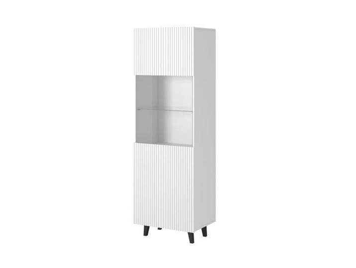 Vitrine design blanc mat rainuré 2 niches