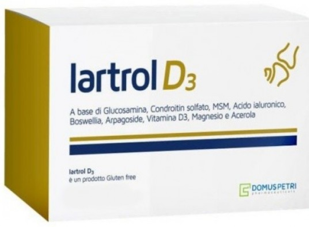 DOMUS PETRI PHARMACEUTIC. Srl Iartrol D3, Integratore per Articolazioni e Ossa, 20 Bustine, Glucosamina, Condroitin, MSM, Vitamina D3