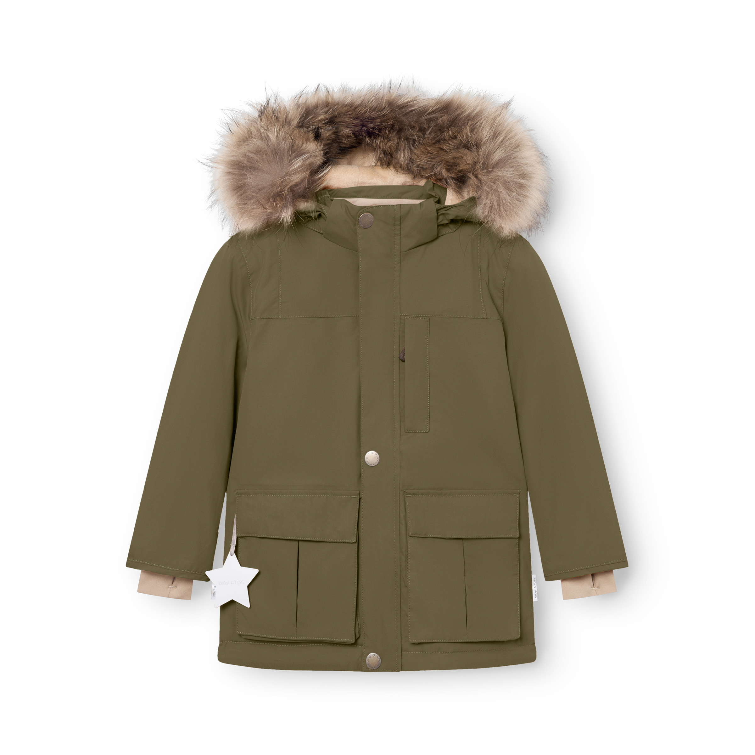 Mini A Ture Matkastorio Fleece Lined Winter Kinder Isolationsjacke oliv Größe 122 Lifestyle Winddicht