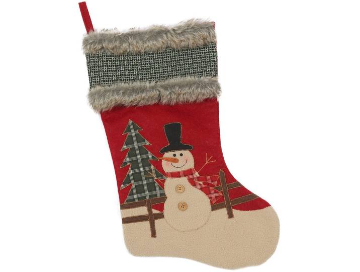 Weihnachtsfigur AMBIENTE HAUS Strumpf - rot, Weihnachtsdeko rot , rot, B:30cm H:45cm T:20cm, Baumwollmix, Dekofiguren, Weihnachtsfigur