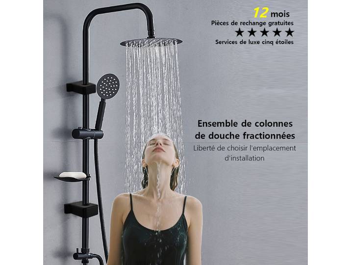 Ensemble de colonne de douche de pluie fendue, pomme de douche en acier inoxydable 304, connecteur d'eau de salle de bains, accessoires de système de douche, robinet de baignoire Douche de pluie avec