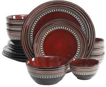 Gibson Elite Cafe Versailles 16-piece Double Bowl Red Dinnerware Set