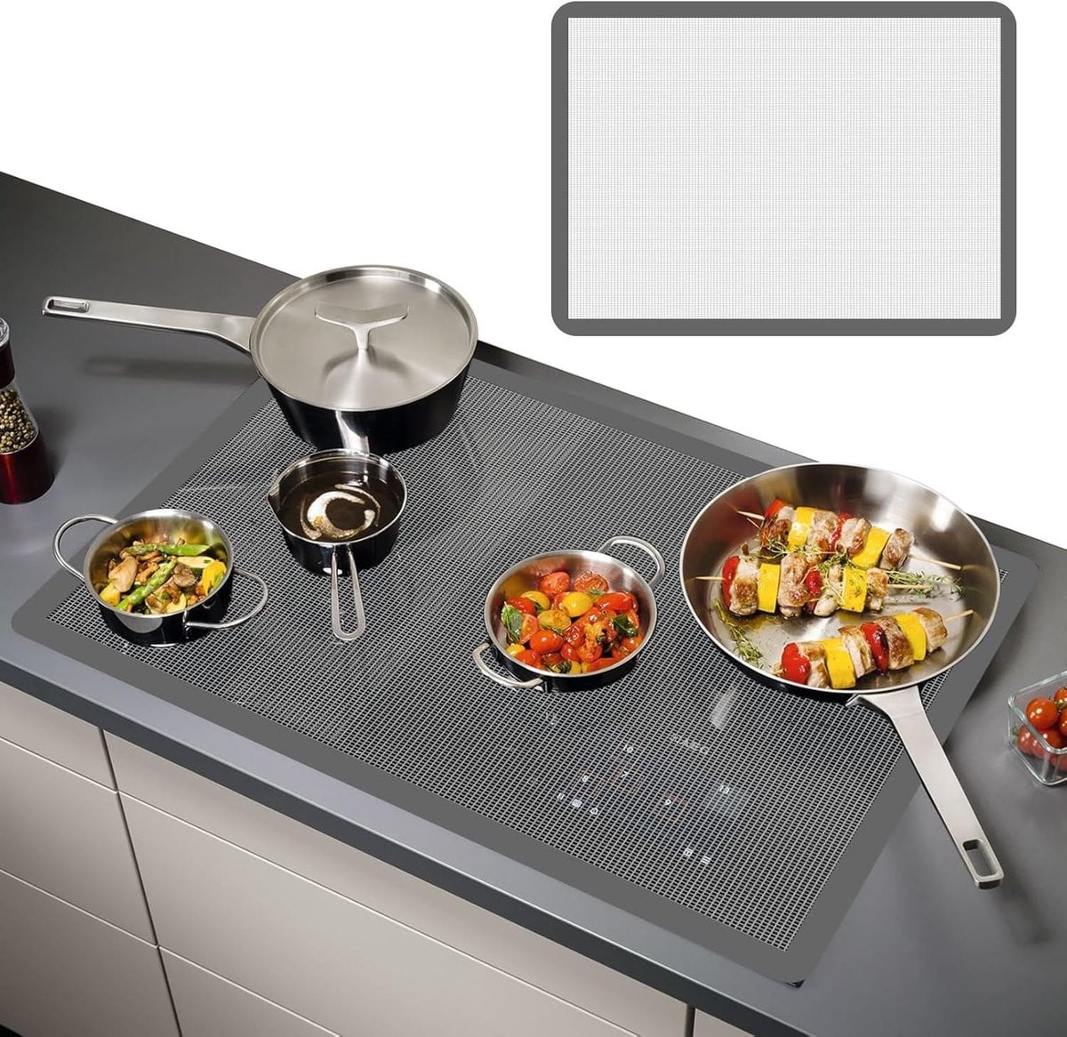 Multi-functionele Siliconen Mat, 80 x 52 cm, Herbruikbaar, Antislip en Krastbestendig voor Inductiekookplaten