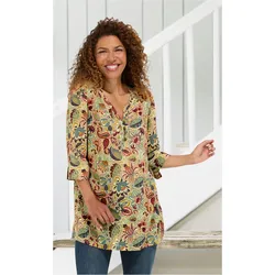 Modal-Tunika in Druck khaki in Größe 38 von DW-Shop, Khaki, 38