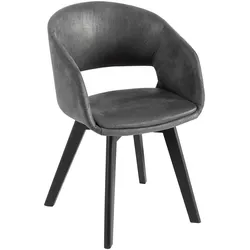 riess-ambiente Stuhl NORDIC STAR - antik grau Microfaser Massivholz schwarz mit Armlehne gepolstert
